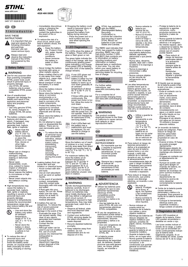 Page 1 de la notice Manuel utilisateur Stihl AK 30
