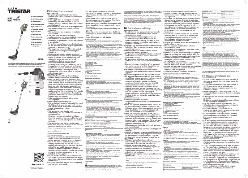 Página 1 del manual Manual de usuario TriStar SZ-1980