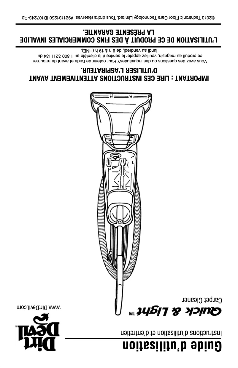 Page n°1 - Manuel utilisateur Dirt Devil FD50035