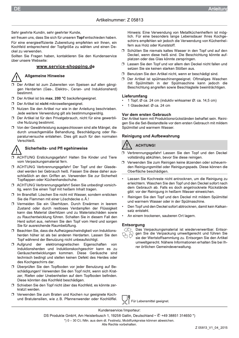 Page 1 de la notice Manuel utilisateur BRATmaxx 05813