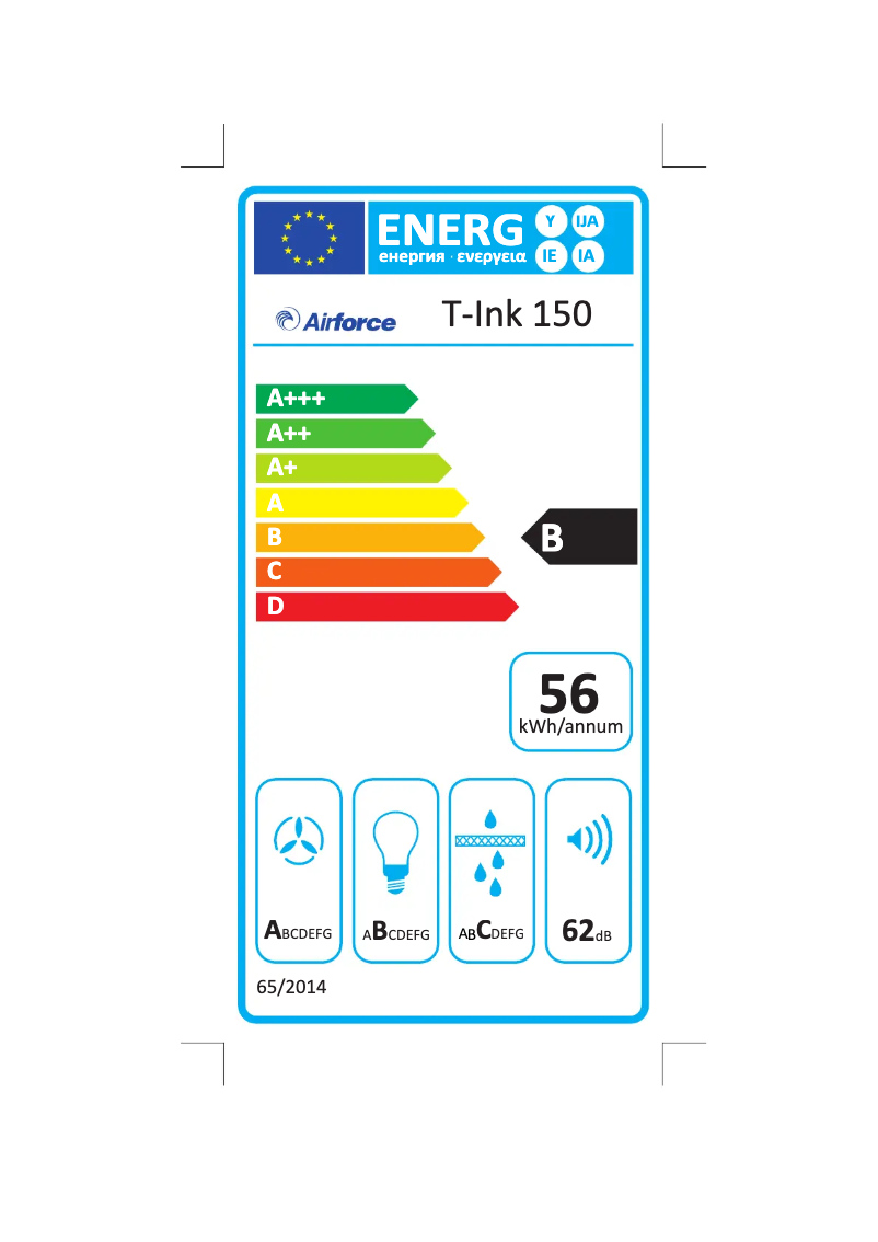 Page 1 de la notice Label énergétique Airforce T-Ink 150