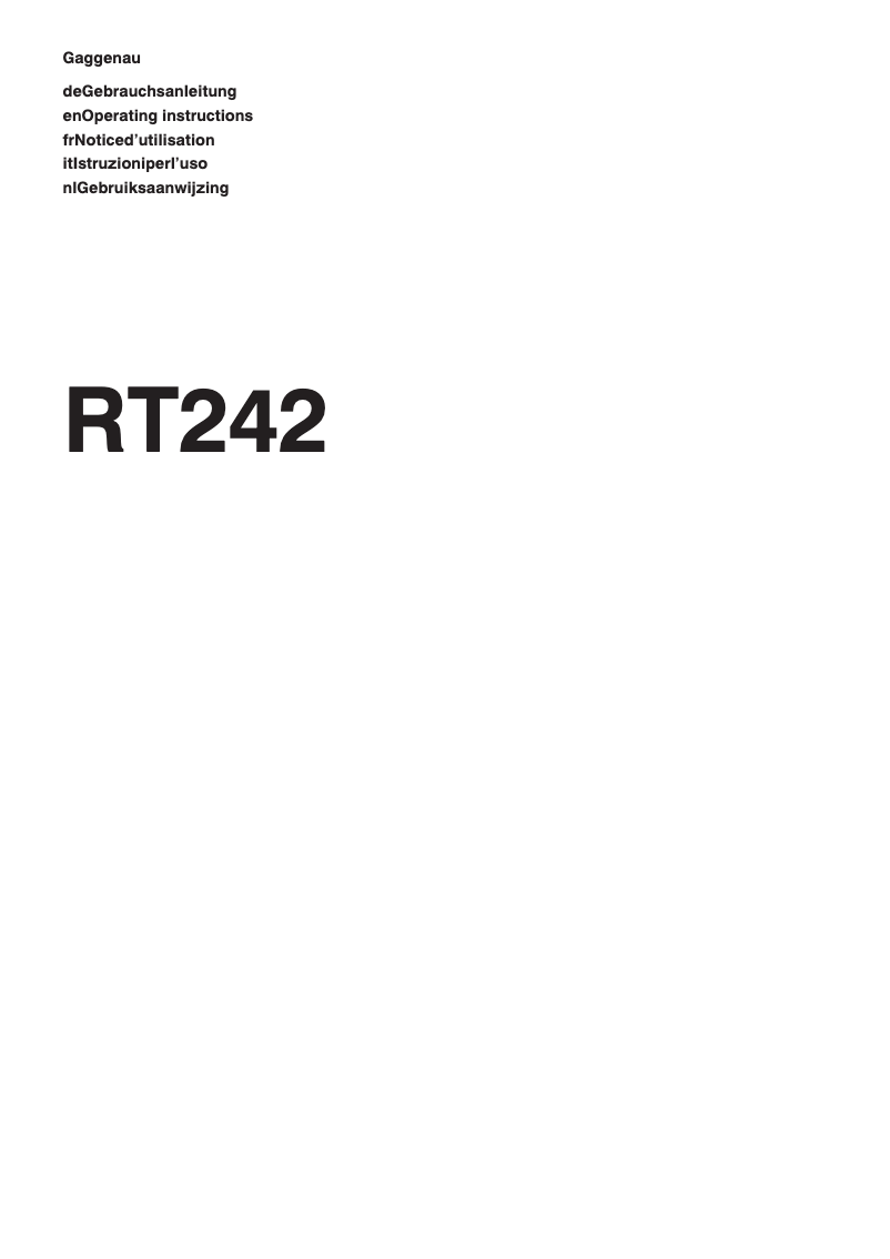 Page 1 de la notice Manuel utilisateur Gaggenau RT 242-200