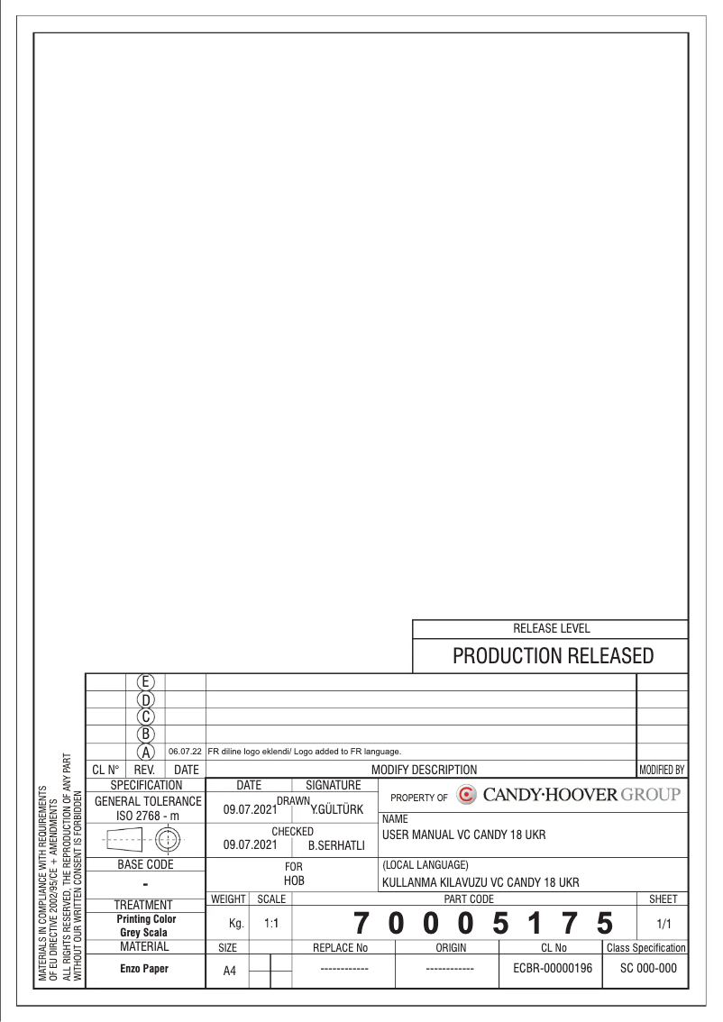 Page 1 de la notice Manuel utilisateur Candy CH64DVT