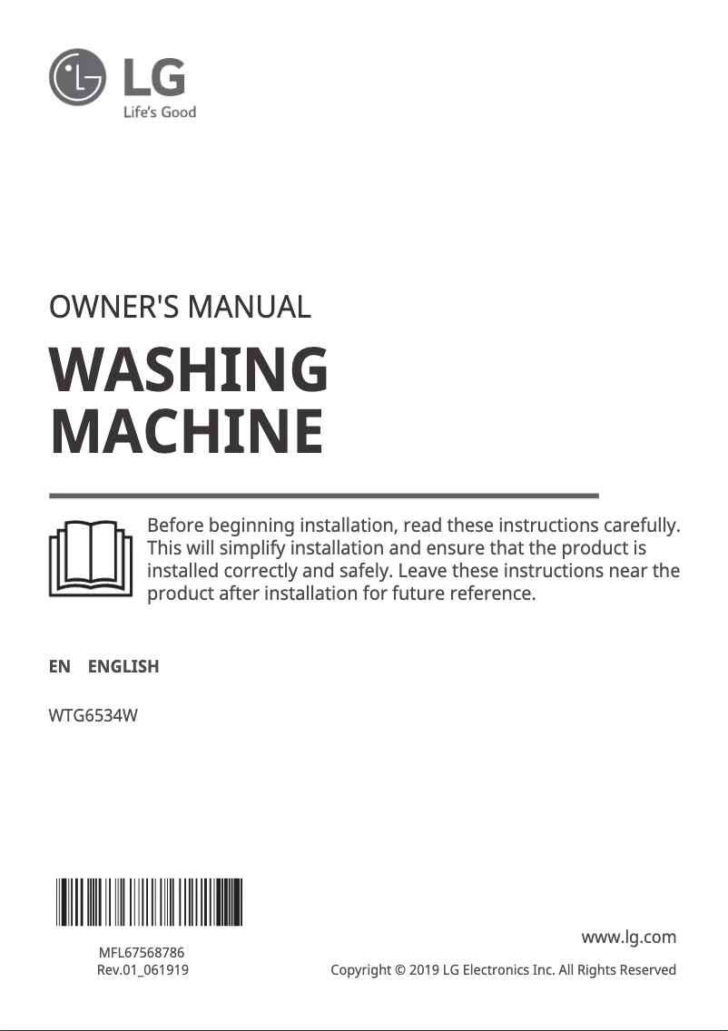 Page 1 de la notice Manuel utilisateur LG WTG6534W