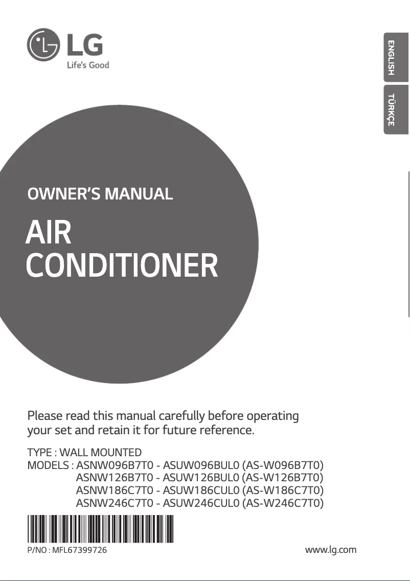 Image de la première page du manuel de l'appareil ASNW126B7T0