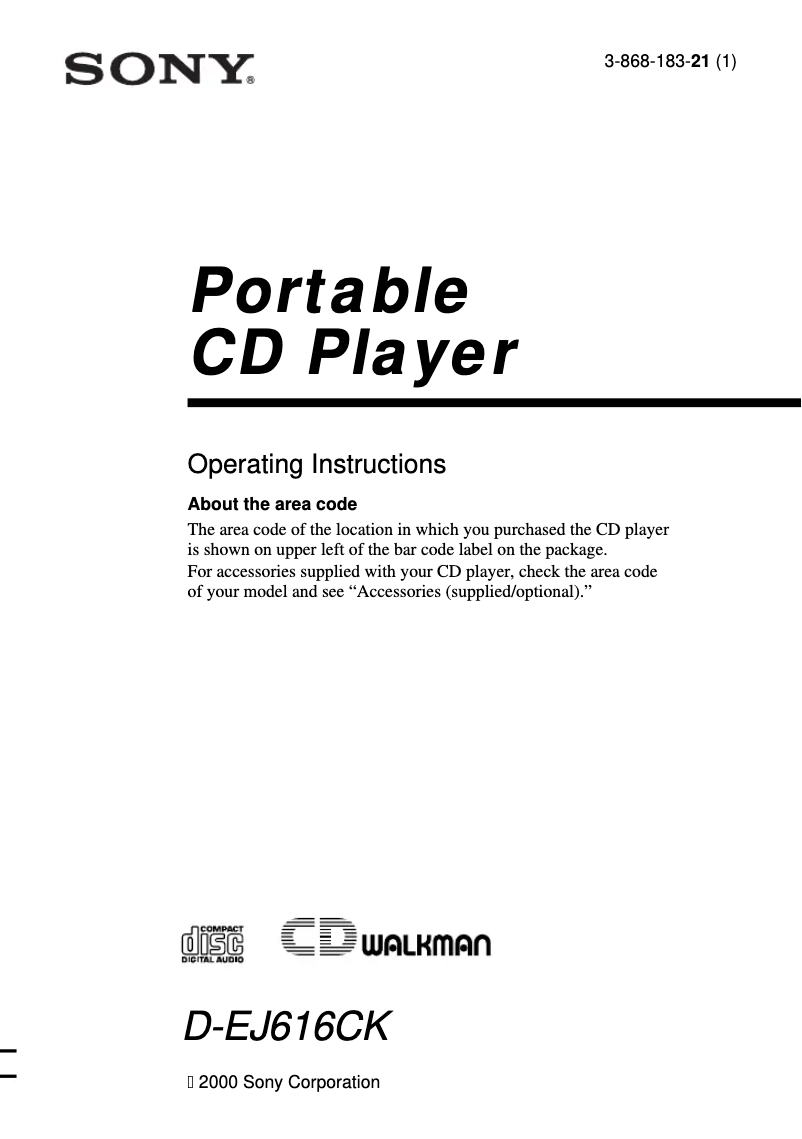 Página 1 del manual Manual de usuario Sony D-EJ616CK