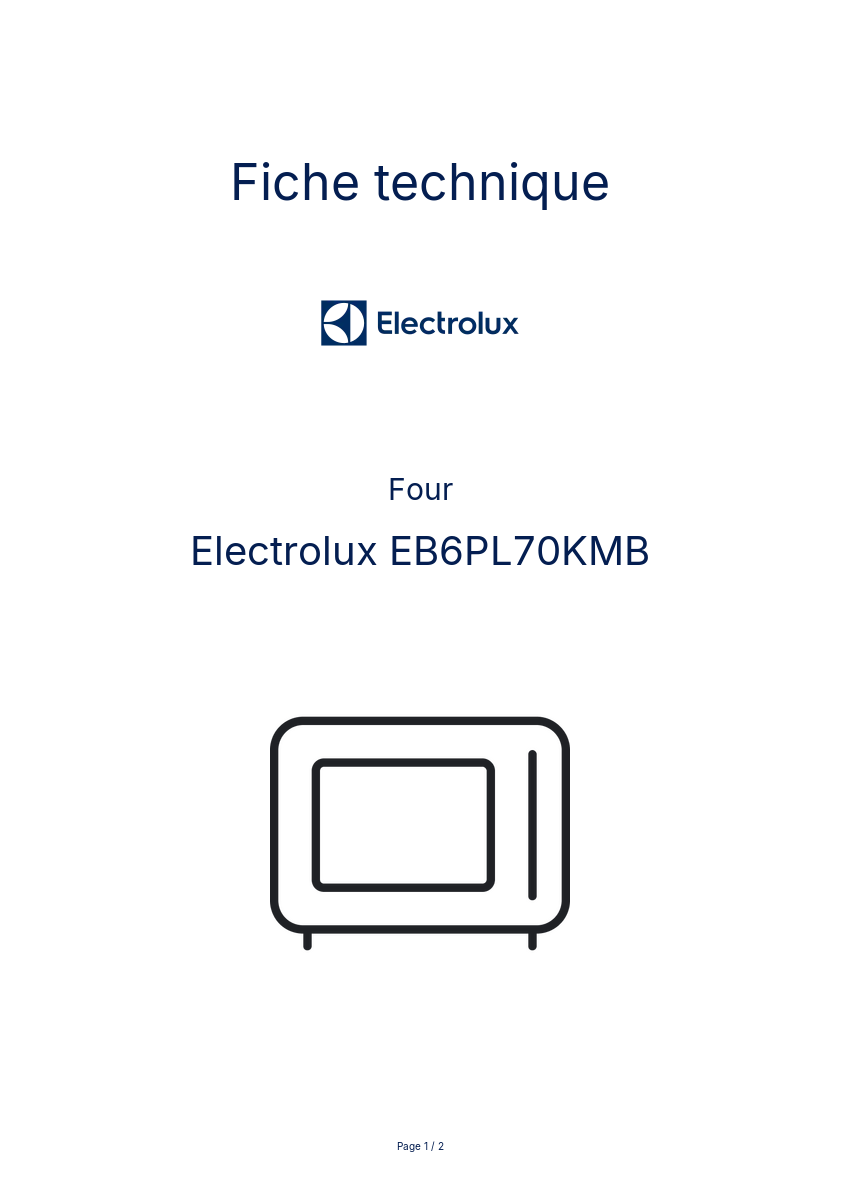 Image de la première page du manuel de l'appareil EB6PL70KMB