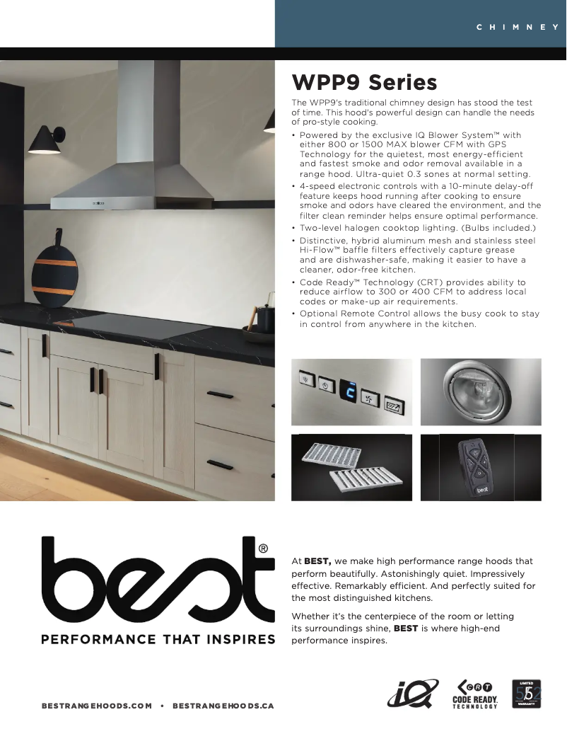 Page 1 de la notice Fiche technique Best Colonne WPP9IQT36SB