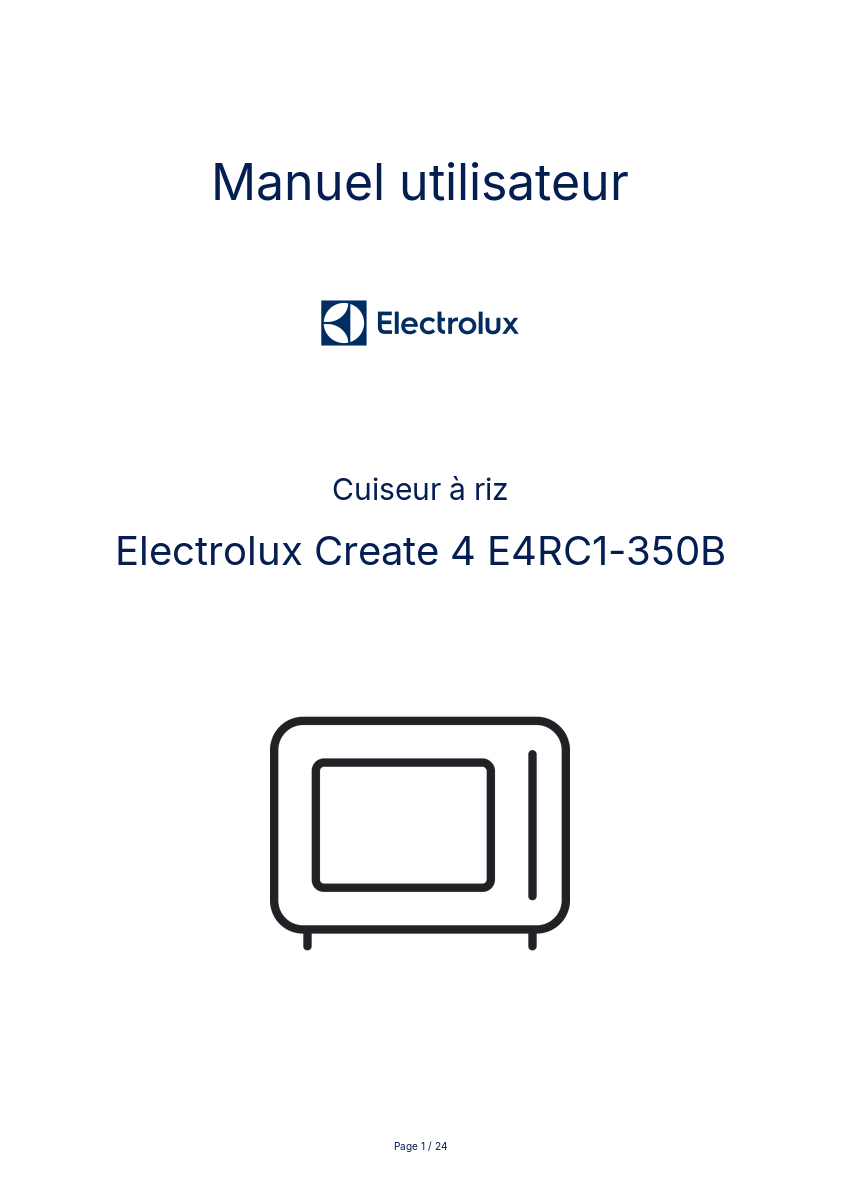 Image de la première page du manuel de l'appareil Create 4 E4RC1-350B