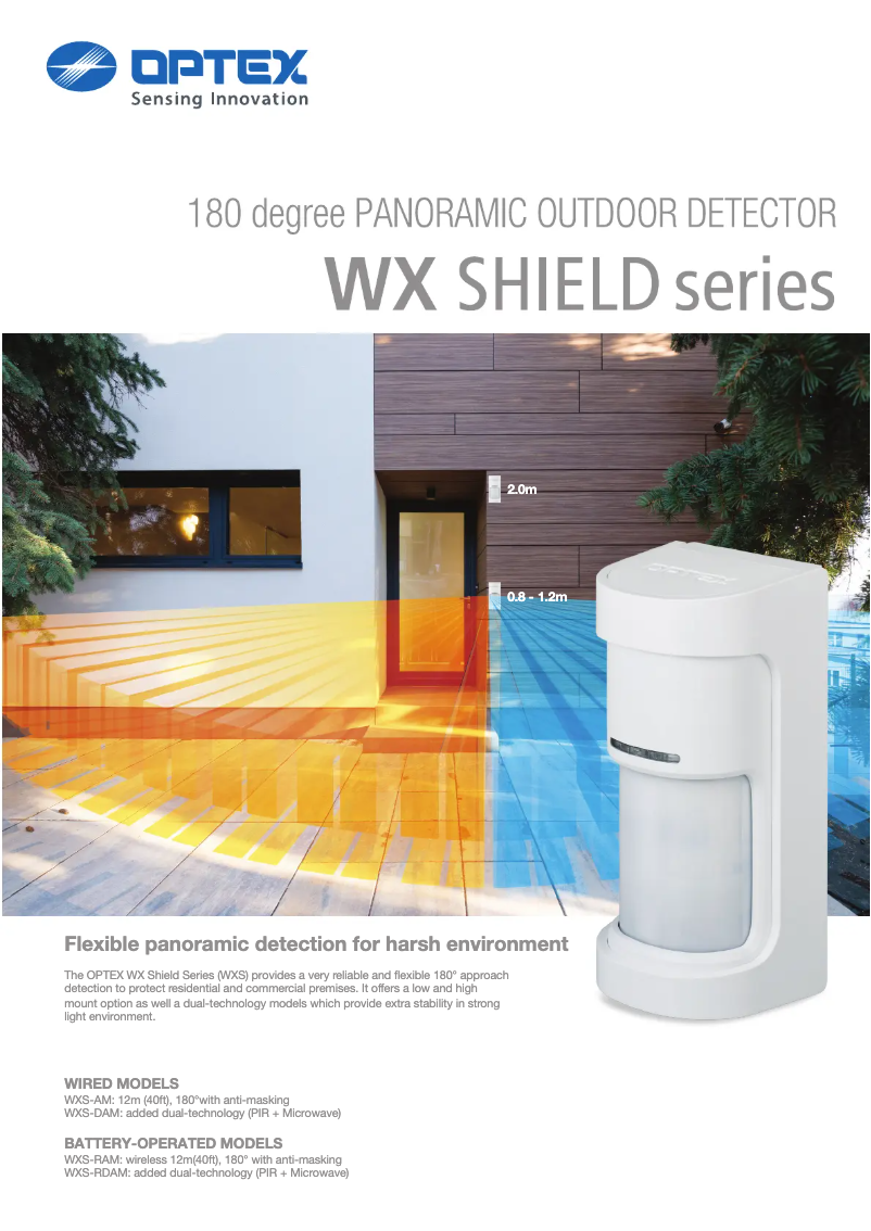 Page 1 de la notice Fiche technique Optex WXS-RDAM