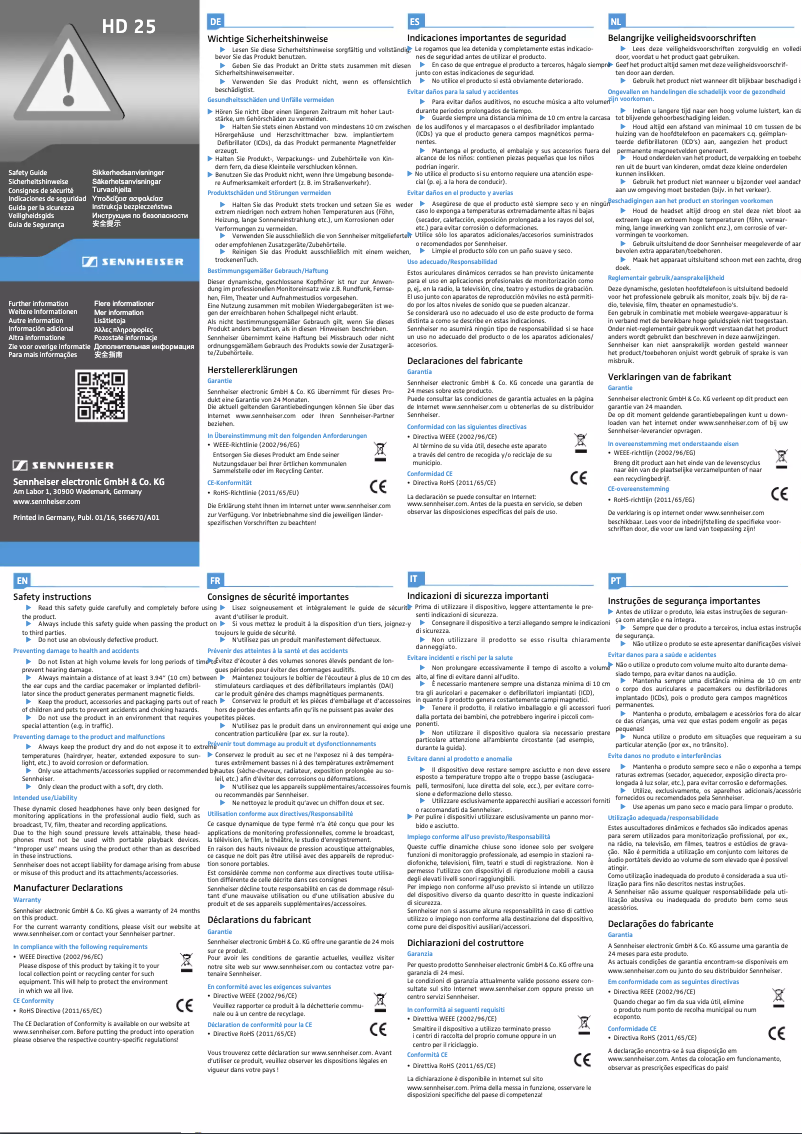 Imagen de la primera página del manual del dispositivo HD 25