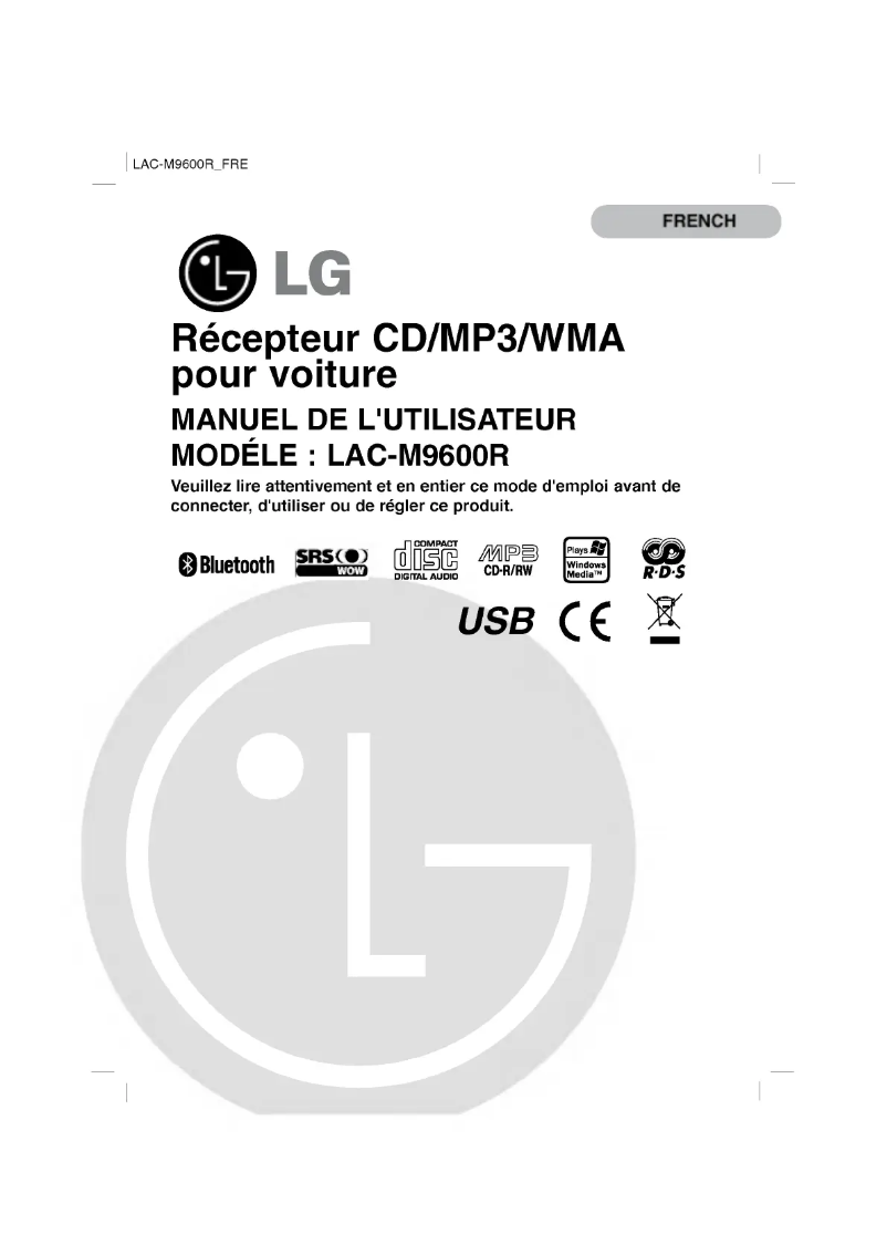 Page 1 de la notice Manuel utilisateur LG LAC-M9600R