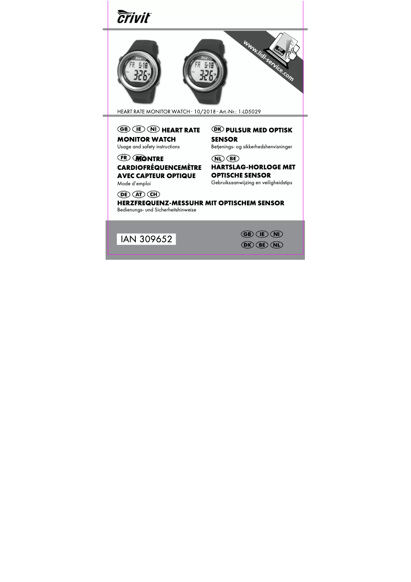Page 1 de la notice Manuel utilisateur Crivit 1-LD5029
