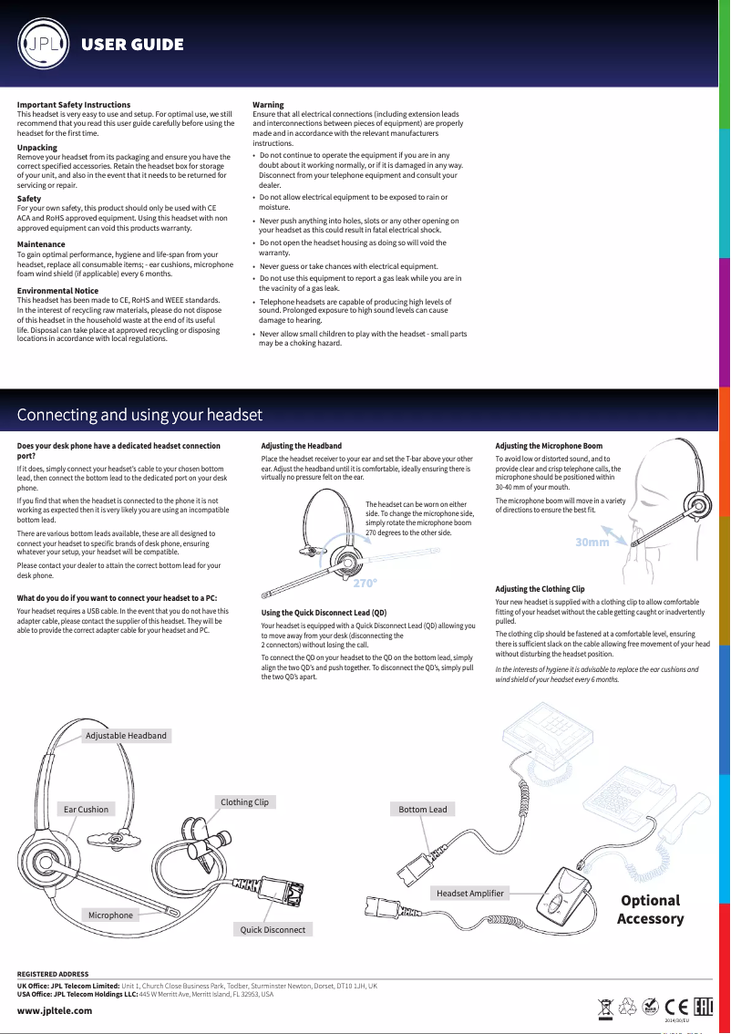 Page 1 de la notice Manuel utilisateur JPL 611-PM