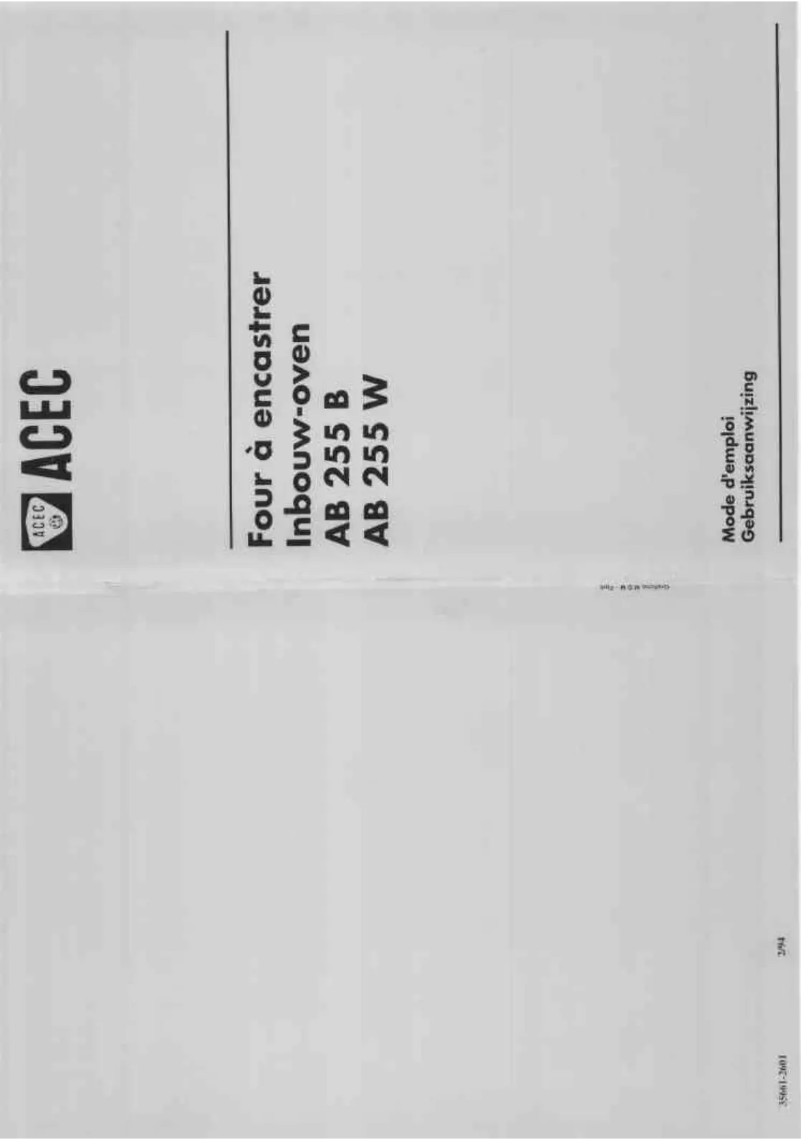 Page n°1 - Manuel utilisateur Acec AB 255