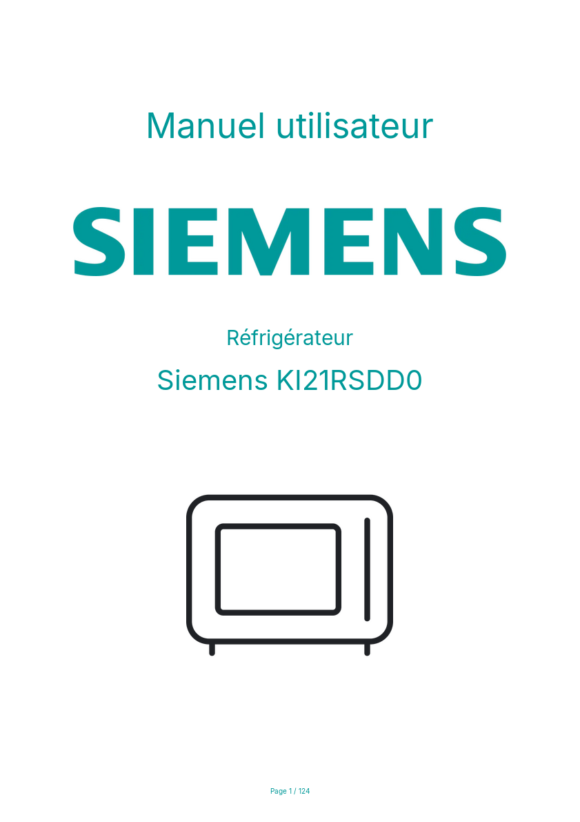 Page n°1 - Manuel utilisateur Siemens KI21RSDD0