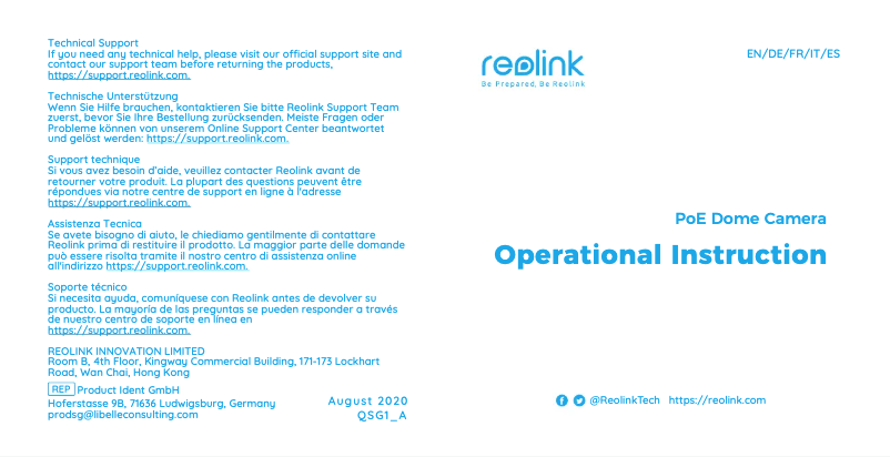 Page n°1 - Manuel utilisateur Reolink RLC-420