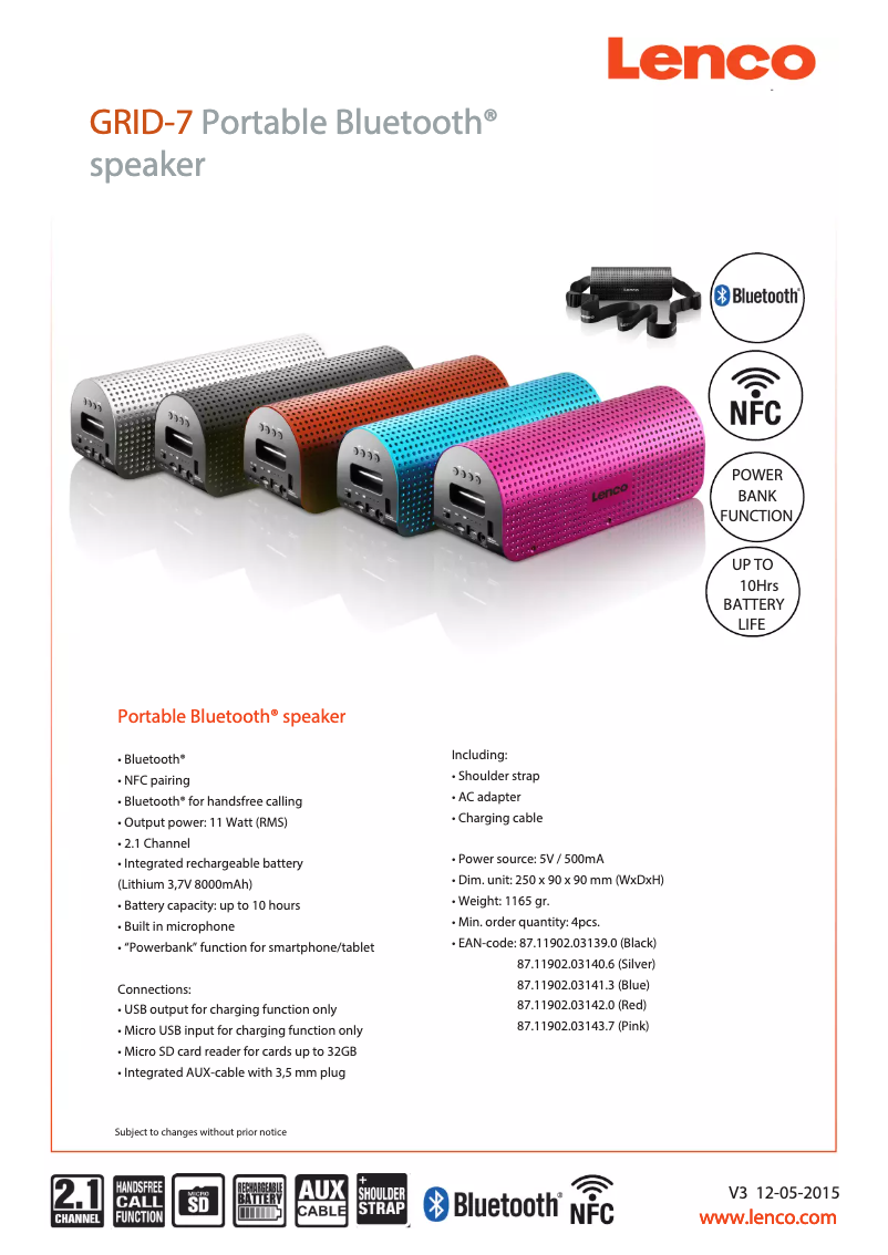 Page n°1 - Fiche technique Lenco GRID-7