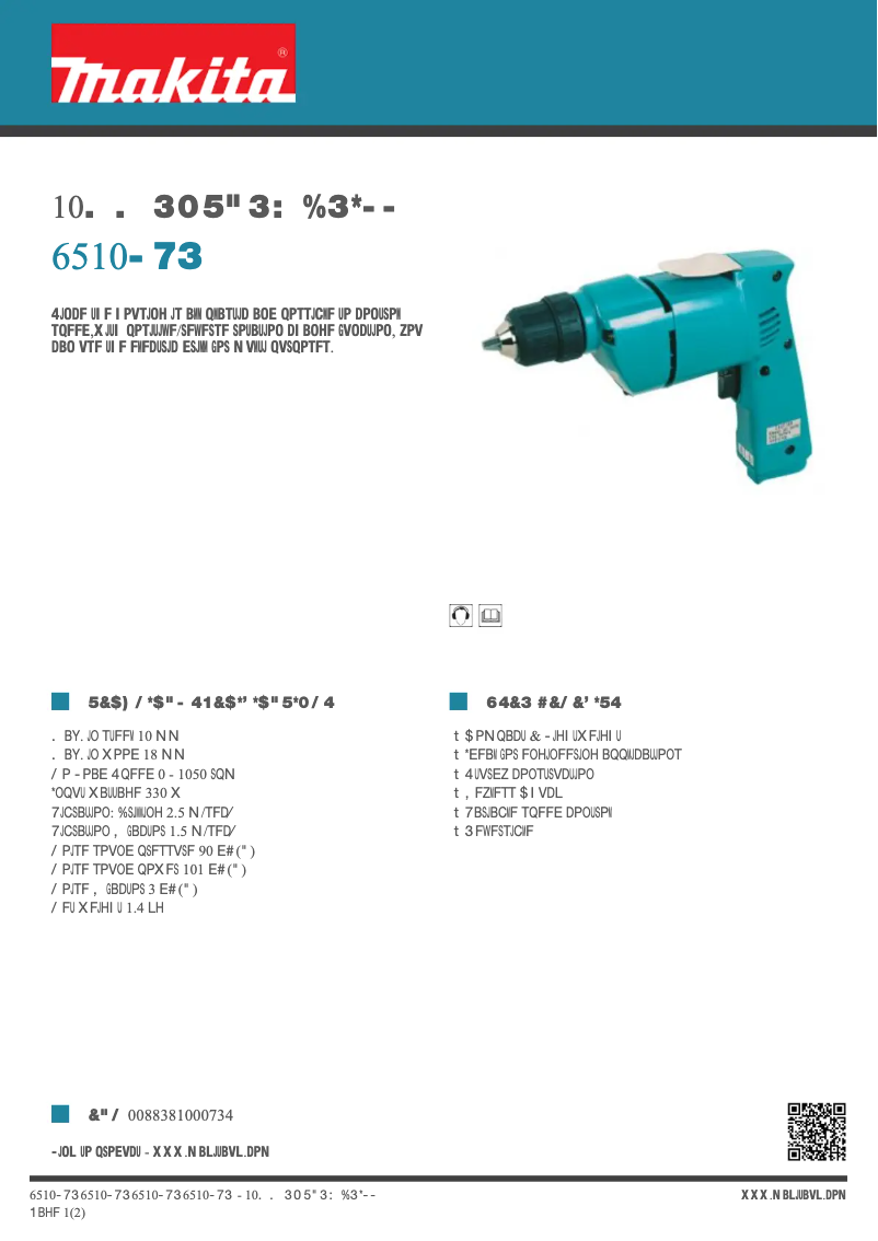 Page n°1 - Fiche technique Makita 6510LVR