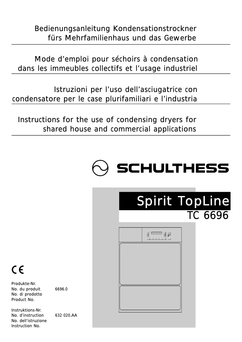 Page n°1 - Manuel utilisateur Schulthess Spirit TC 6696
