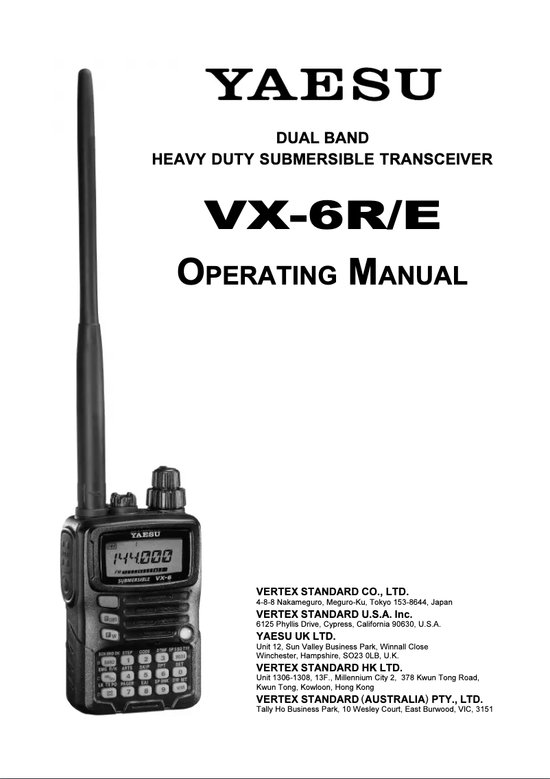 Página 1 del manual Manual de usuario Yaesu VX-6R-E