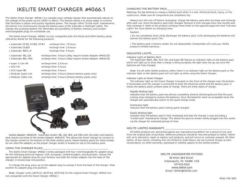 Page 1 de la notice Manuel utilisateur Ikelite 4066.1
