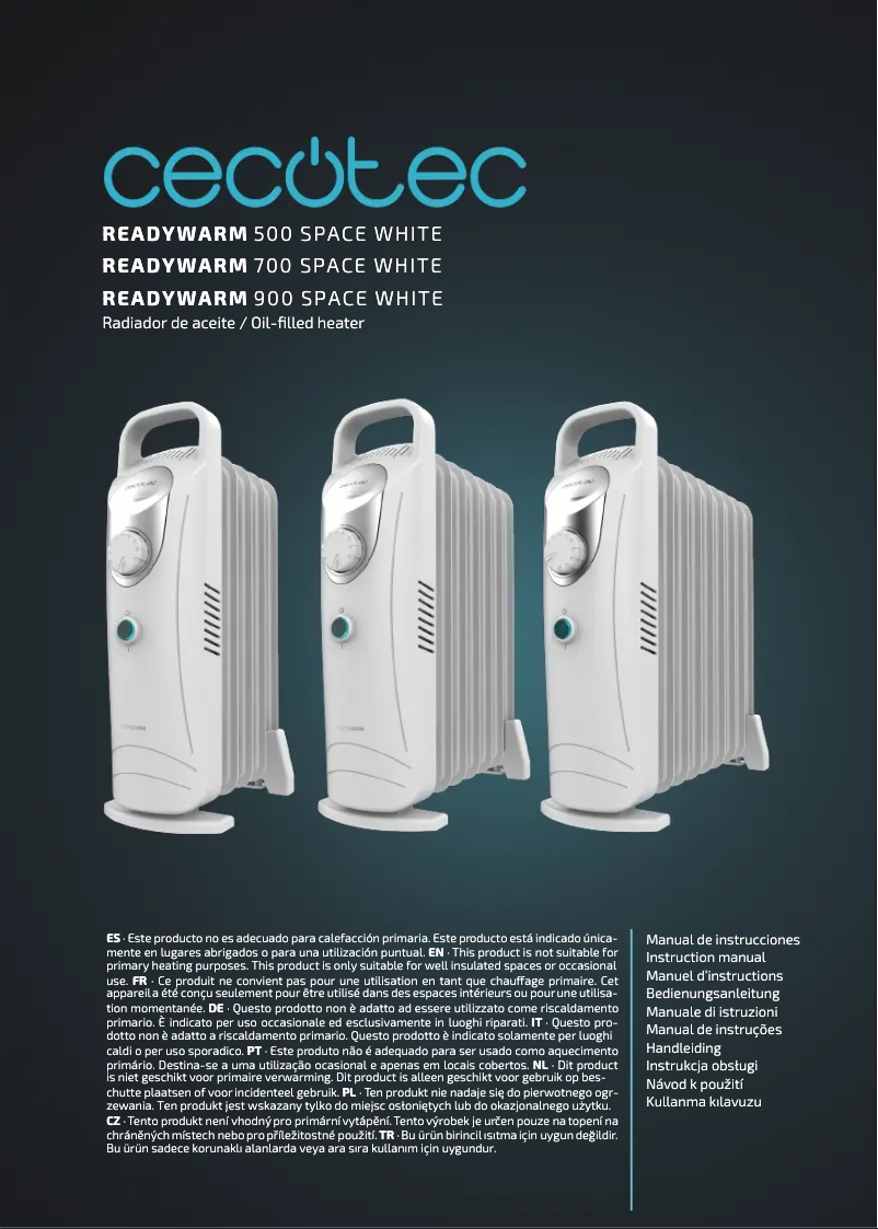 Image de la première page du manuel de l'appareil ReadyWarm 900 Space