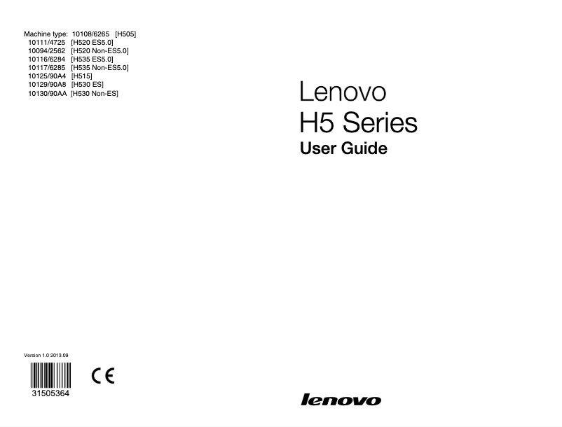 Page n°1 - Manuel utilisateur Lenovo H515