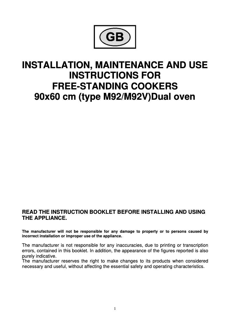 Page n°1 - Manuel utilisateur Bertazzoni AD90 5 MFE XE
