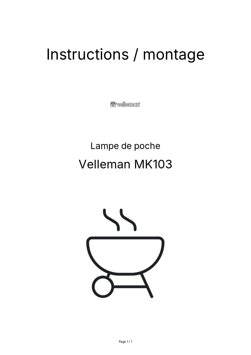 Page n°1 - Instructions / montage Velleman MK103