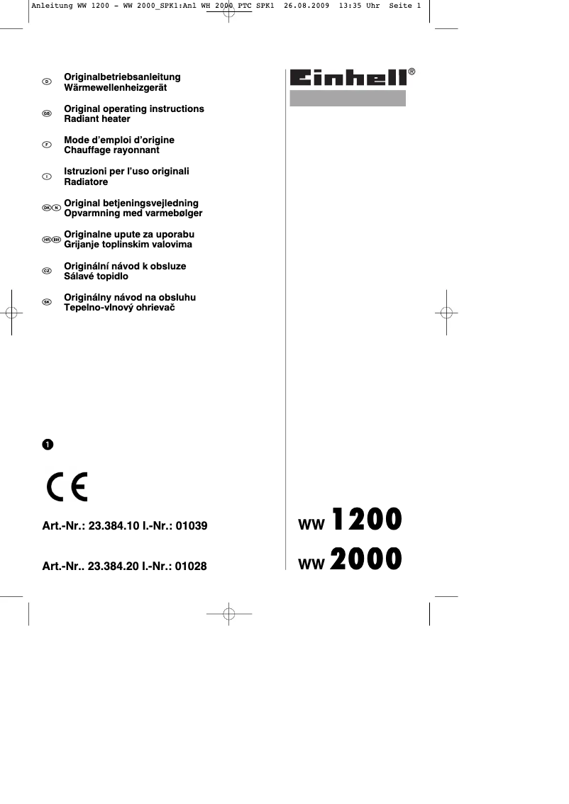 Page 1 de la notice Mode d'emploi Einhell WW 1200