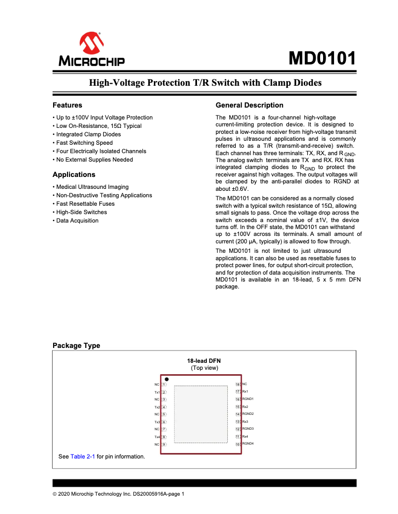 Page 1 de la notice Manuel utilisateur Microchip MD0101