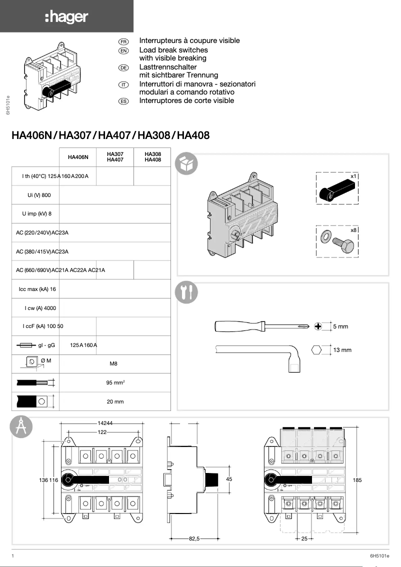 Page n°1 - Manuel utilisateur Hager HA308
