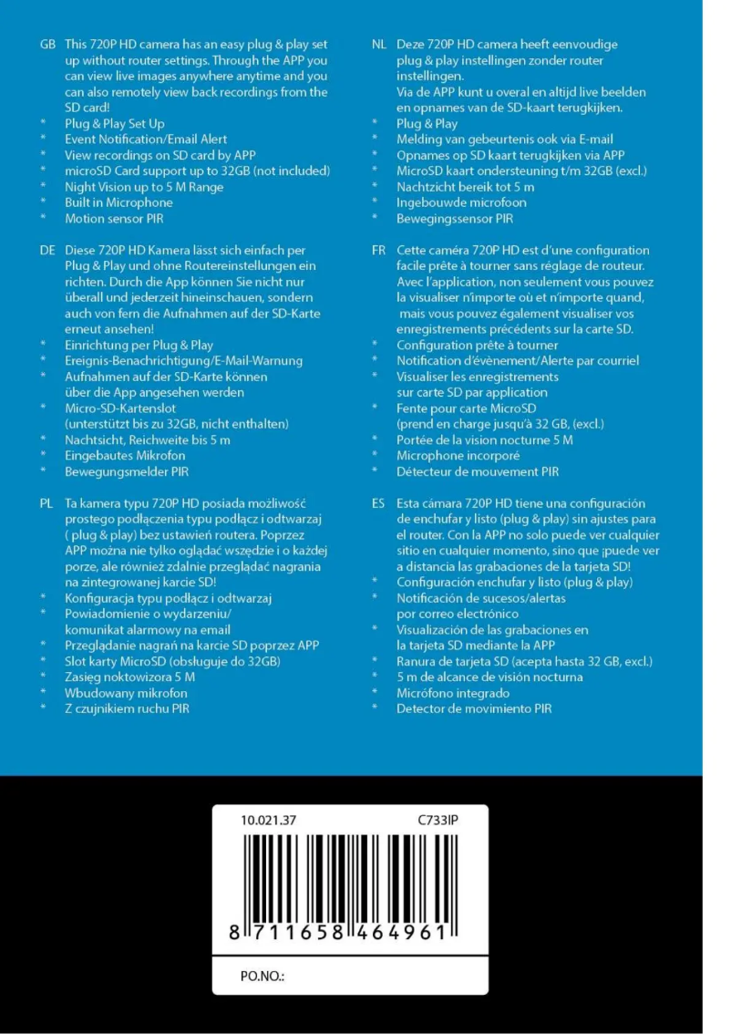 Image de la première page du manuel de l'appareil C733IP