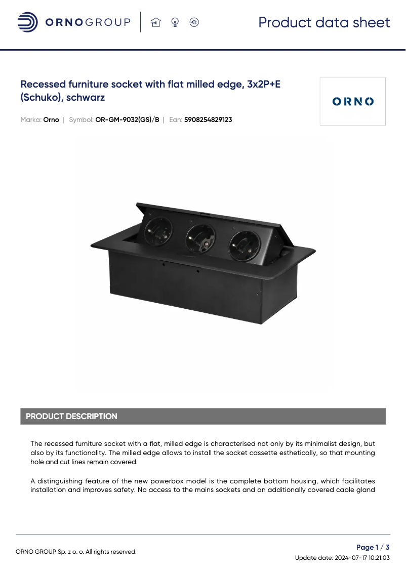 Page n°1 - Fiche technique ORNO OR-GM-9032