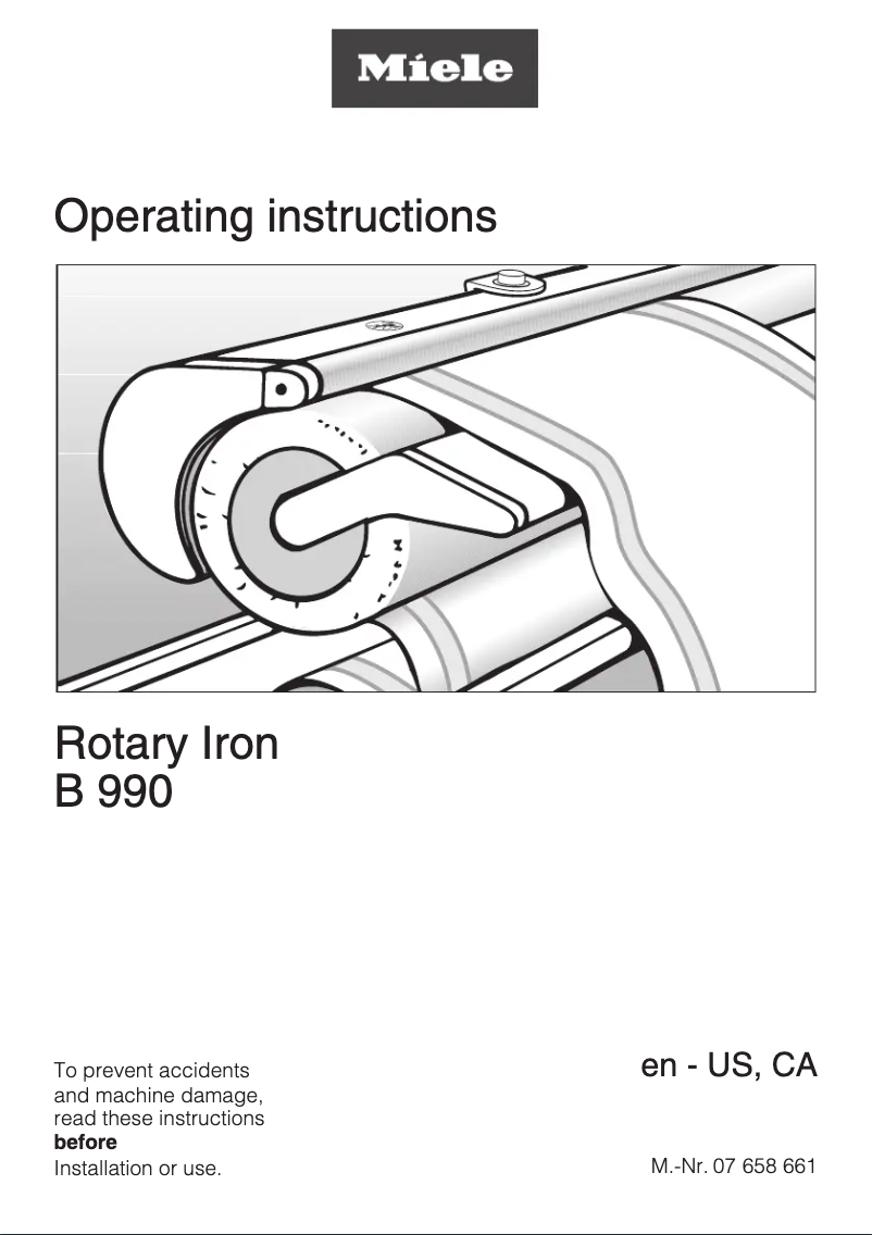 Page 1 de la notice Guide d'installation Miele B990