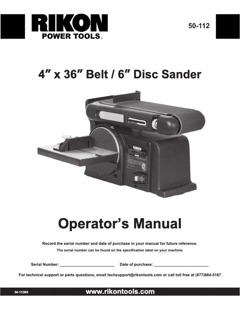 Page n°1 - Manuel utilisateur RIKON 50-112