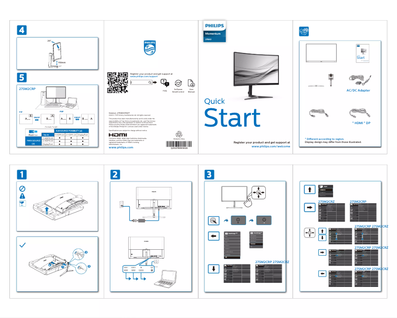 Page n°1 - Guide de démarrage rapide Philips 275M2