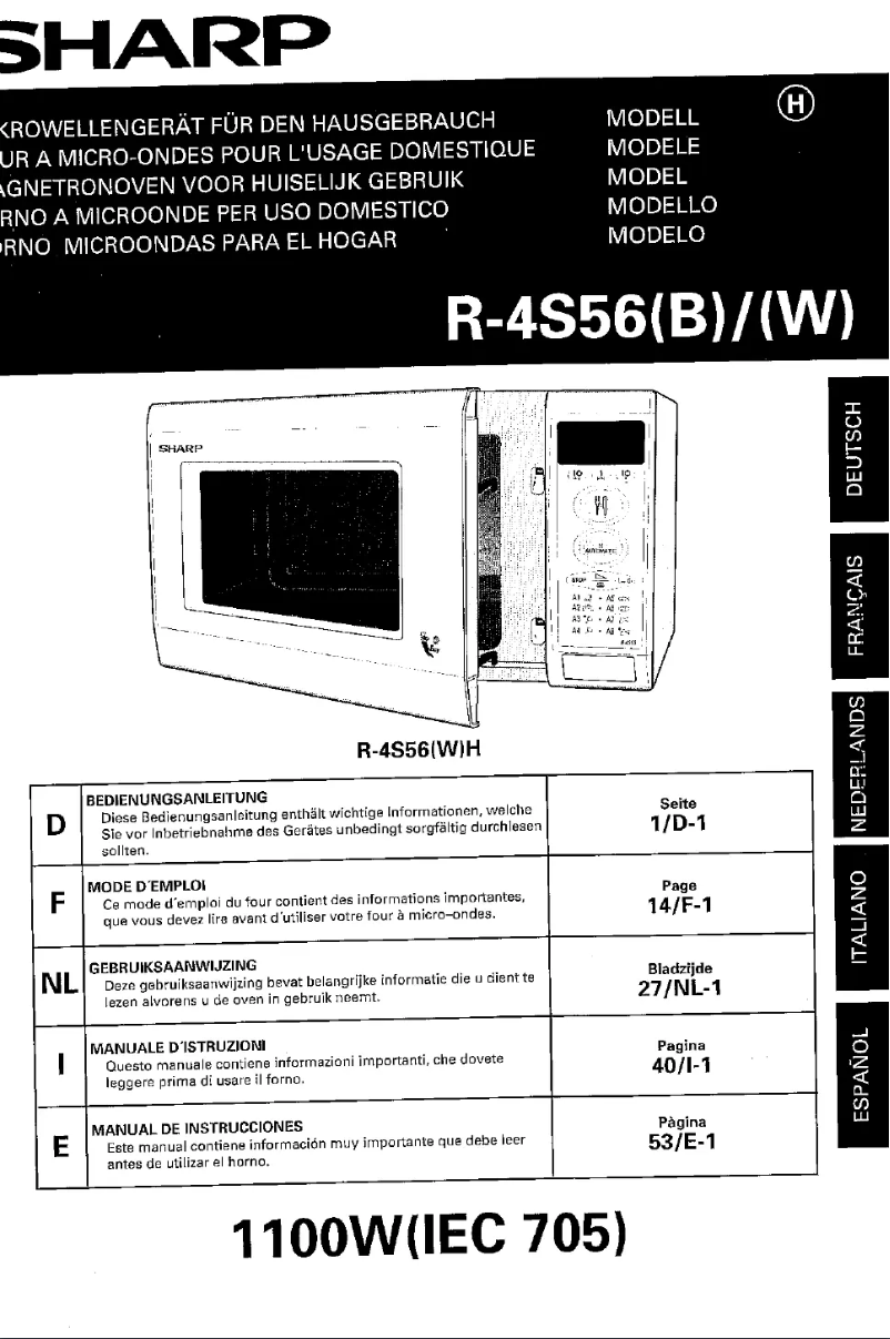 Page n°1 - Manuel utilisateur Sharp R-4S56W