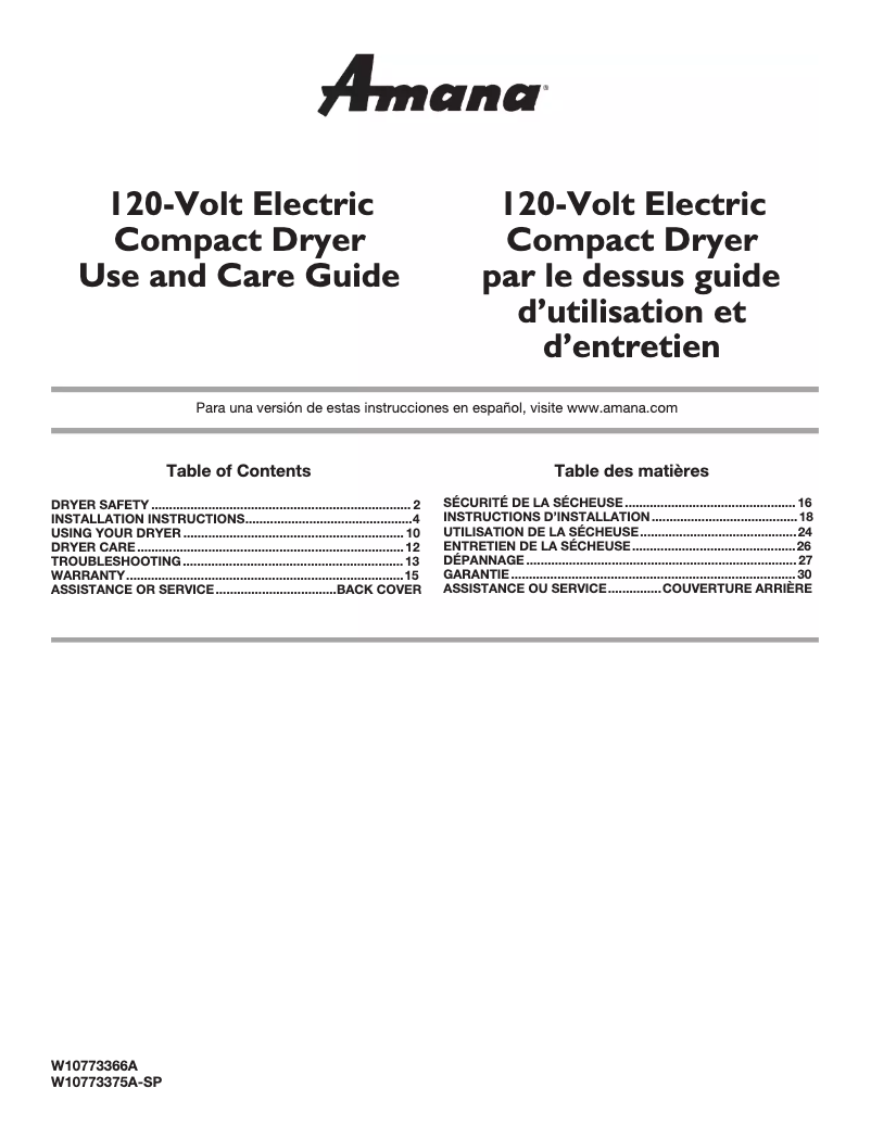 Page n°1 - Manuel utilisateur Amana NEC3120FW