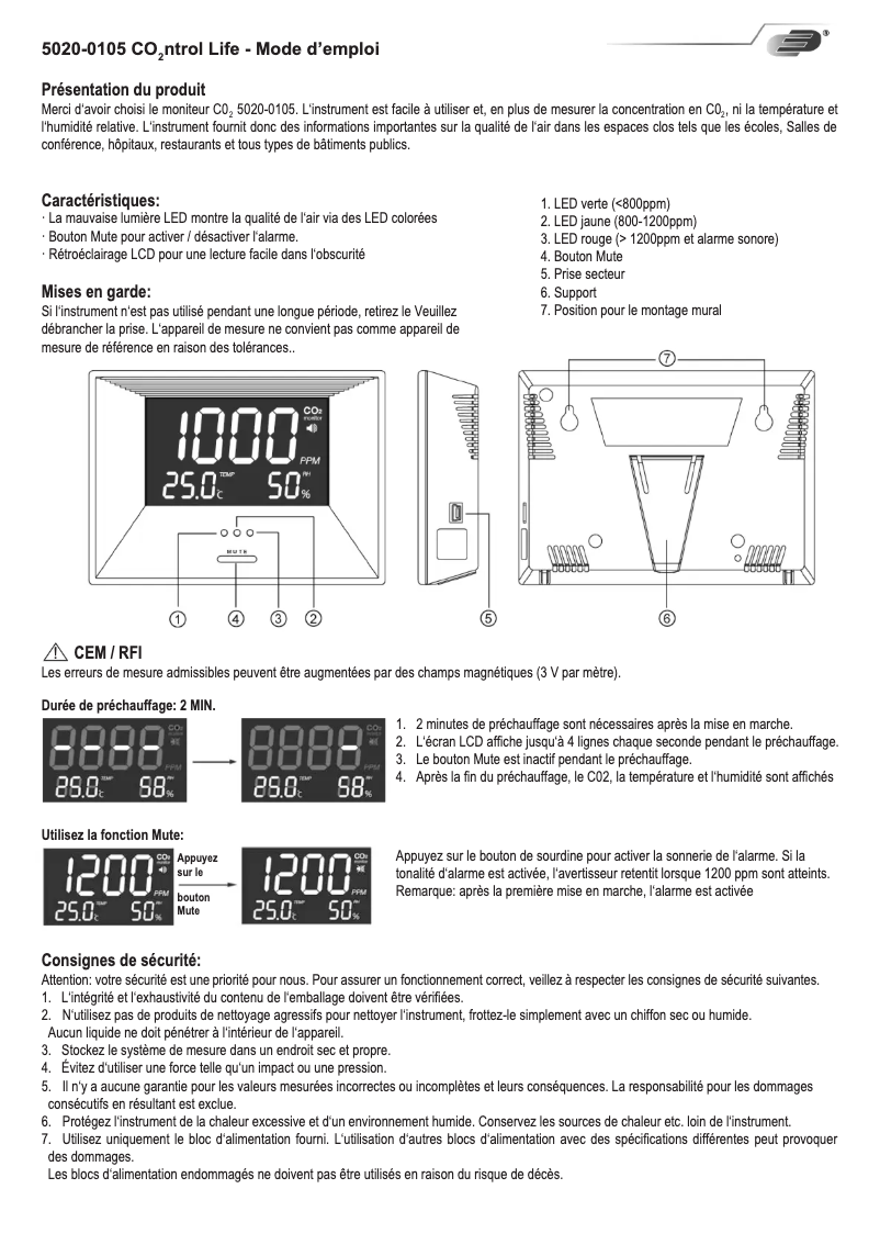 Page n°1 - Manuel utilisateur TFA AirCO2ntrol Life 31.5003