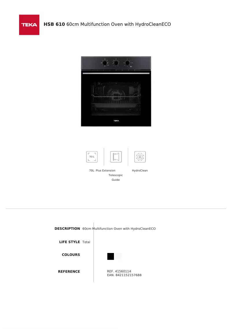 Page n°1 - Fiche technique Teka HSB 610