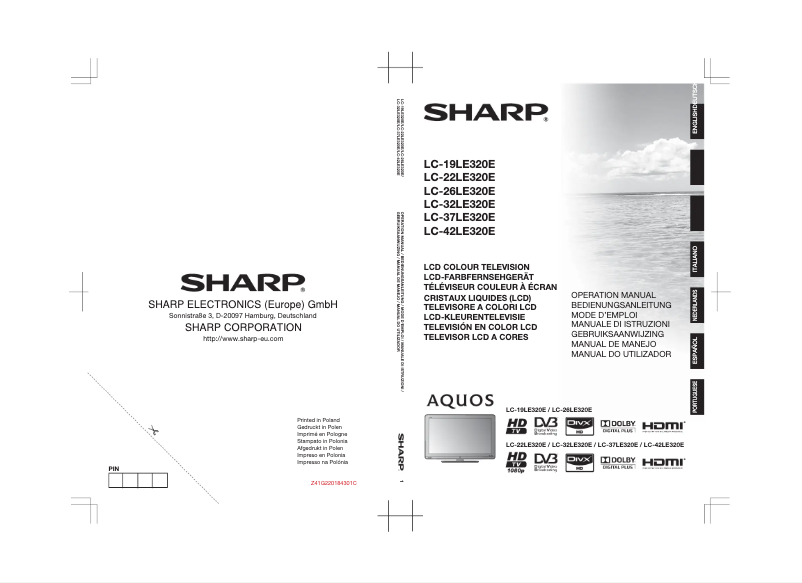 Page n°1 - Manuel utilisateur Sharp LC-19LE320E
