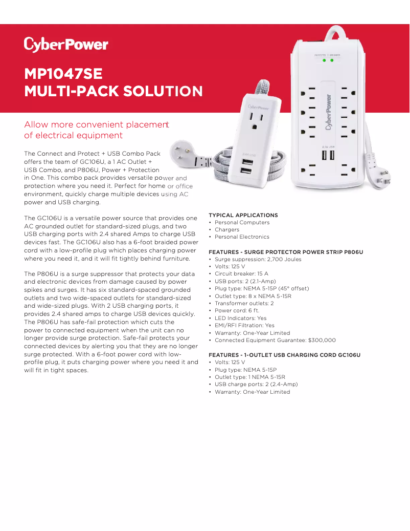 Page n°1 - Fiche technique CyberPower MP1047SE