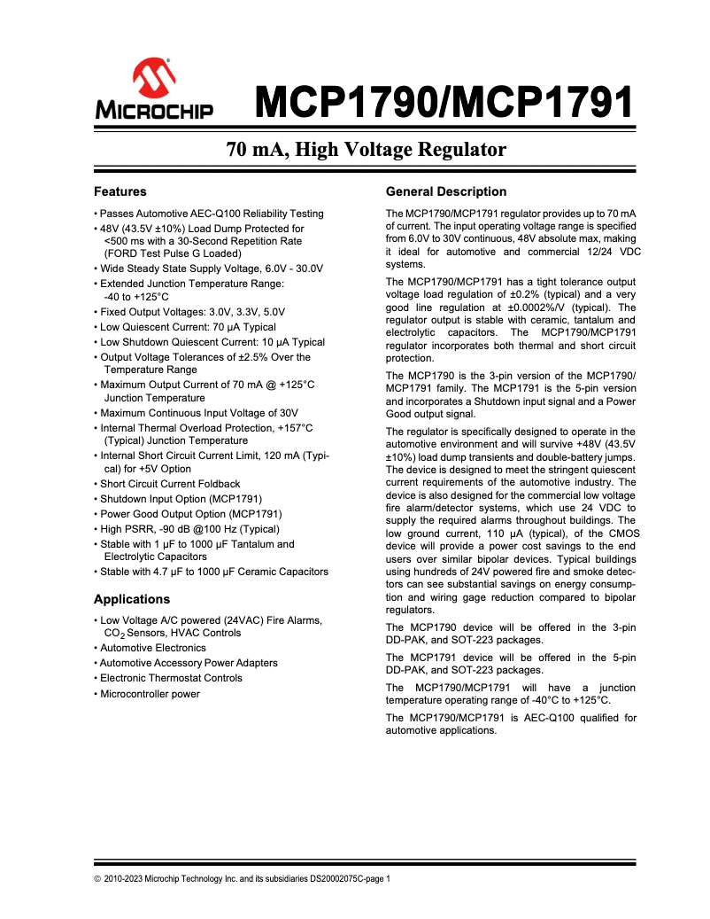 Imagen de la primera página del manual del dispositivo MCP1790