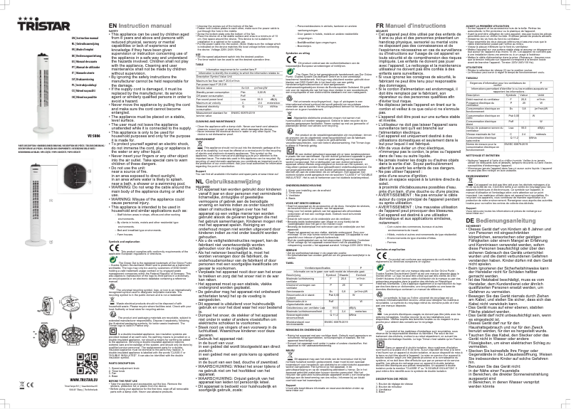 Página 1 del manual Manual de usuario TriStar VE-5806