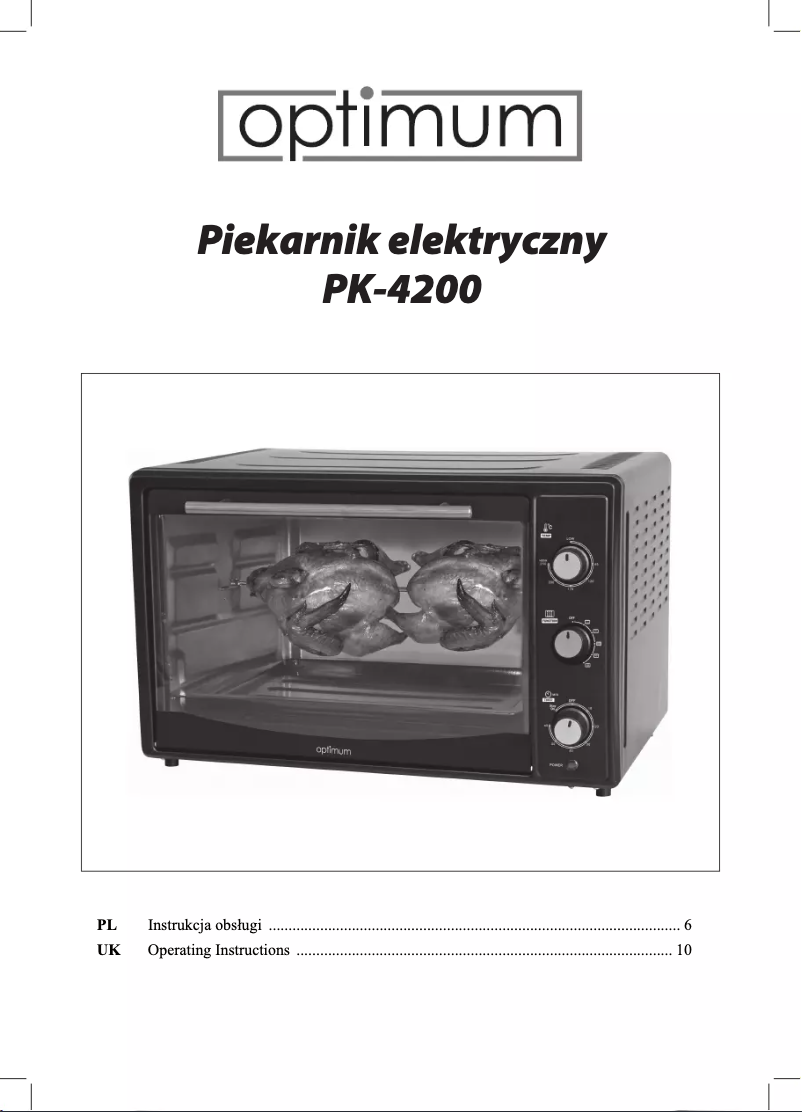Page n°1 - Manuel utilisateur Optimum PK-4200