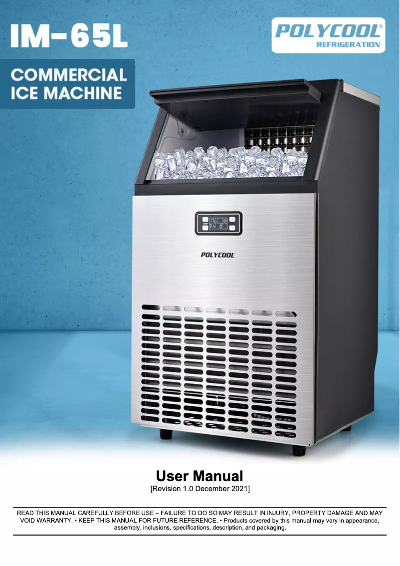 Page n°1 - Manuel utilisateur PolyCool IM-65L