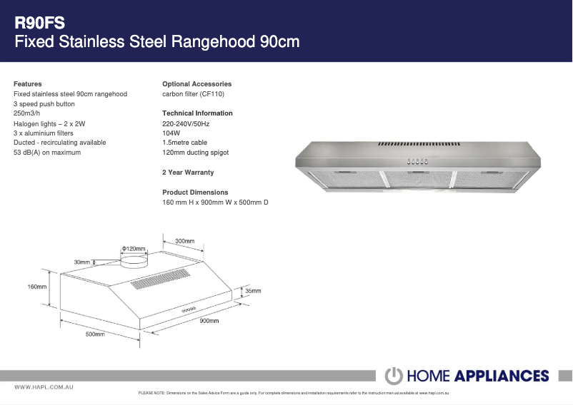 Page n°1 - Fiche technique Euromaid R90FS