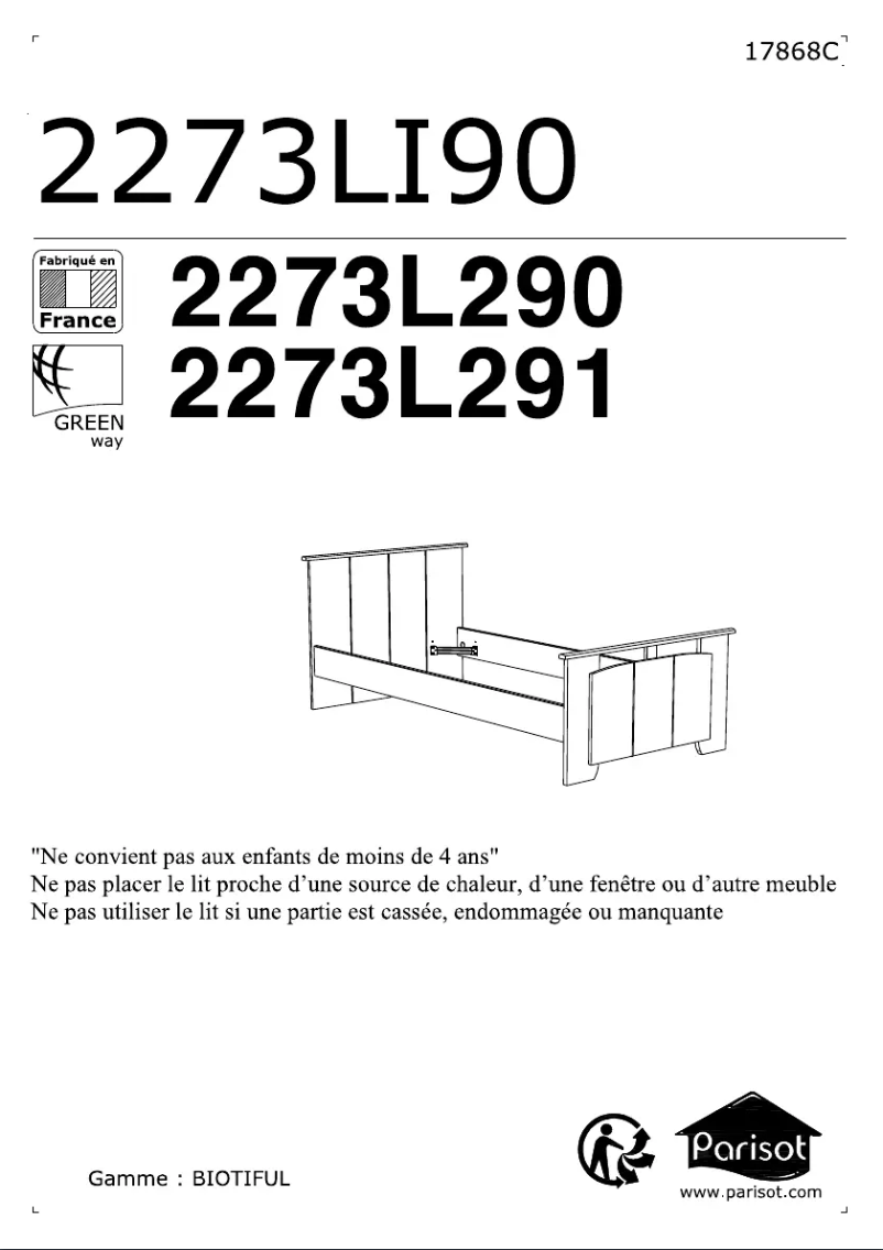 Page n°1 - Manuel utilisateur Parisot Biotiful 2273L290